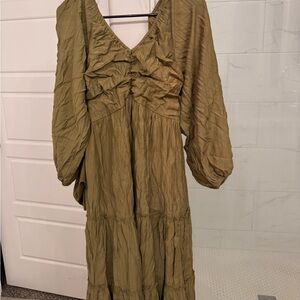 Listicle Green Tiered Tie Front Sundress